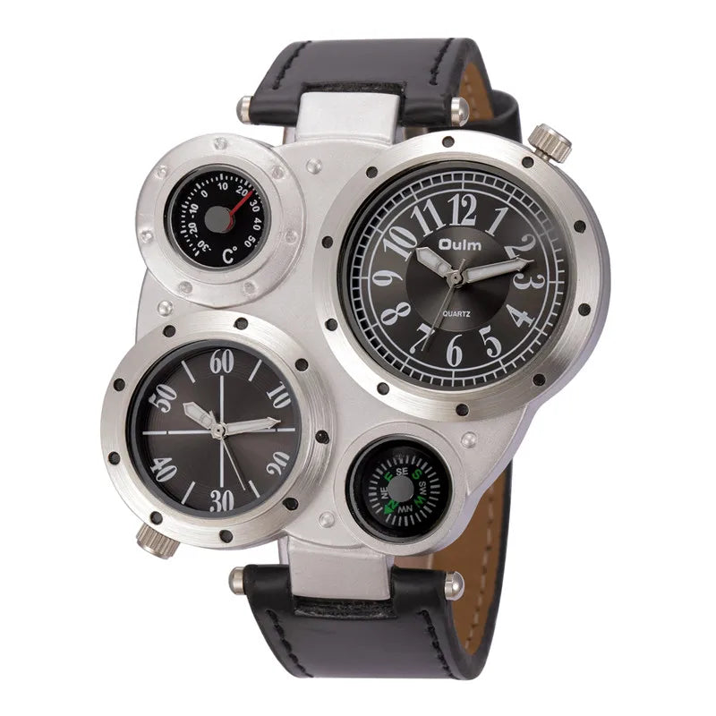 Oulm Men Watches Antique Male Quartz Watch Top Brand Luxury Sport Wristwatch Man Casual Leather Strap Watch relojes hombre