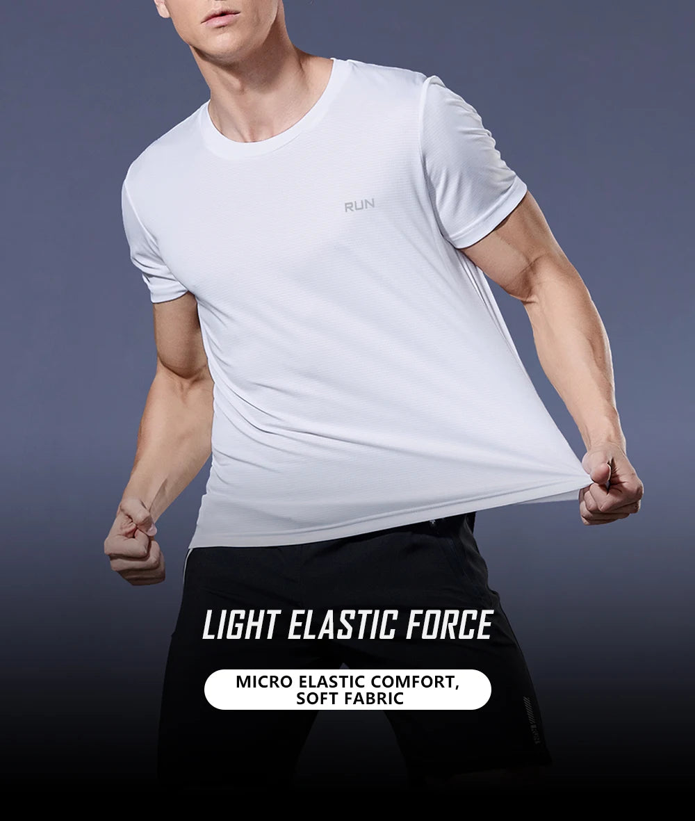 Sport Shirt  2024 Summer New 100% Polyester White Solid T Shirt Men Causal O-neck Basic T-shirt Male High Quality Running Tops