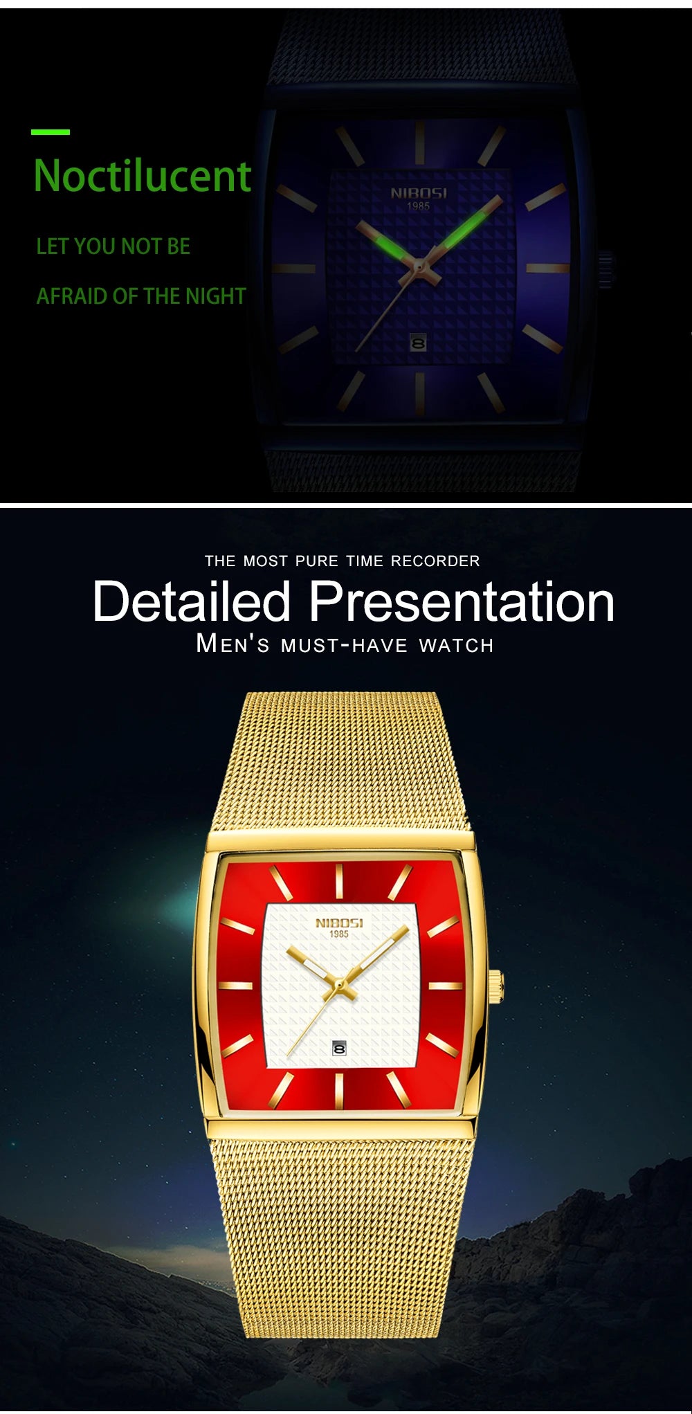 Fashion NIBOSI Watches Men Stainless Steel Band Quartz Sport Watch Ultra Auto Date Waterproof Casual Watch Relogio Masculino