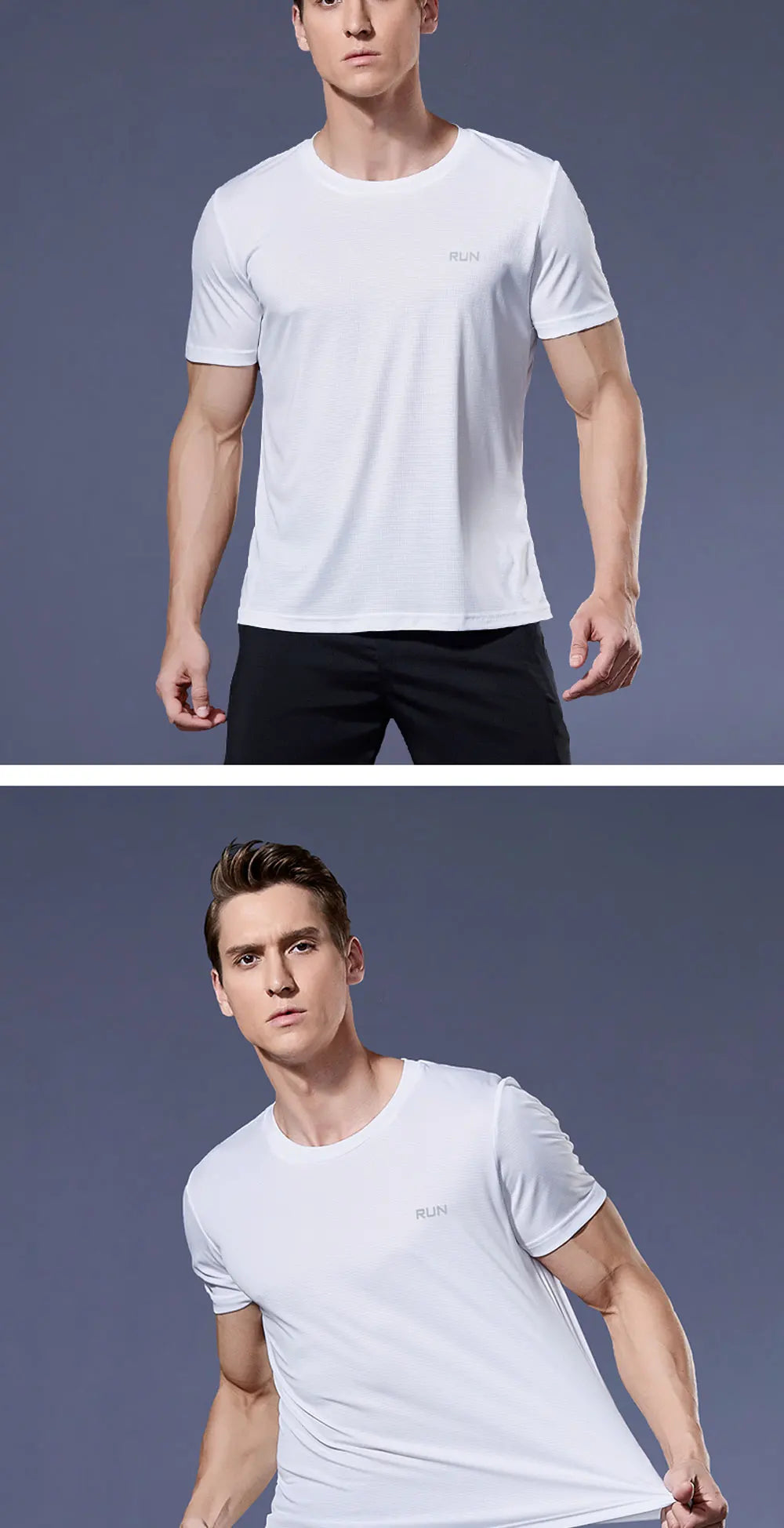 Sport Shirt  2024 Summer New 100% Polyester White Solid T Shirt Men Causal O-neck Basic T-shirt Male High Quality Running Tops