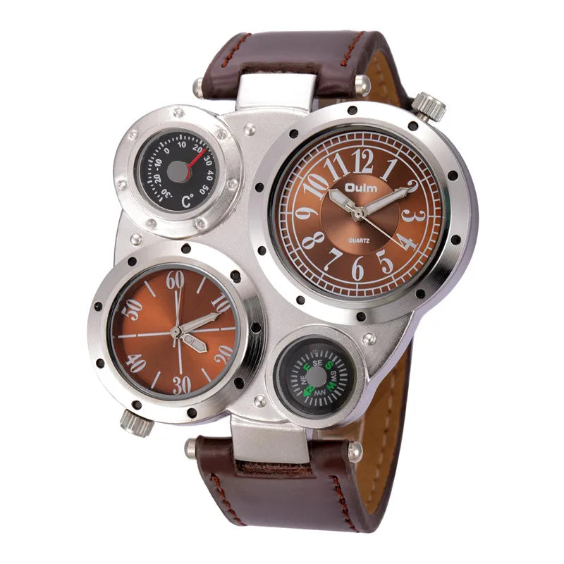 Oulm Men Watches Antique Male Quartz Watch Top Brand Luxury Sport Wristwatch Man Casual Leather Strap Watch relojes hombre