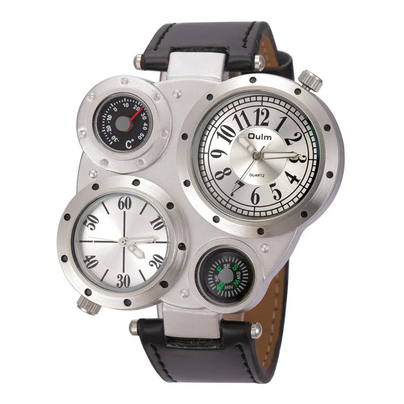 Oulm Men Watches Antique Male Quartz Watch Top Brand Luxury Sport Wristwatch Man Casual Leather Strap Watch relojes hombre