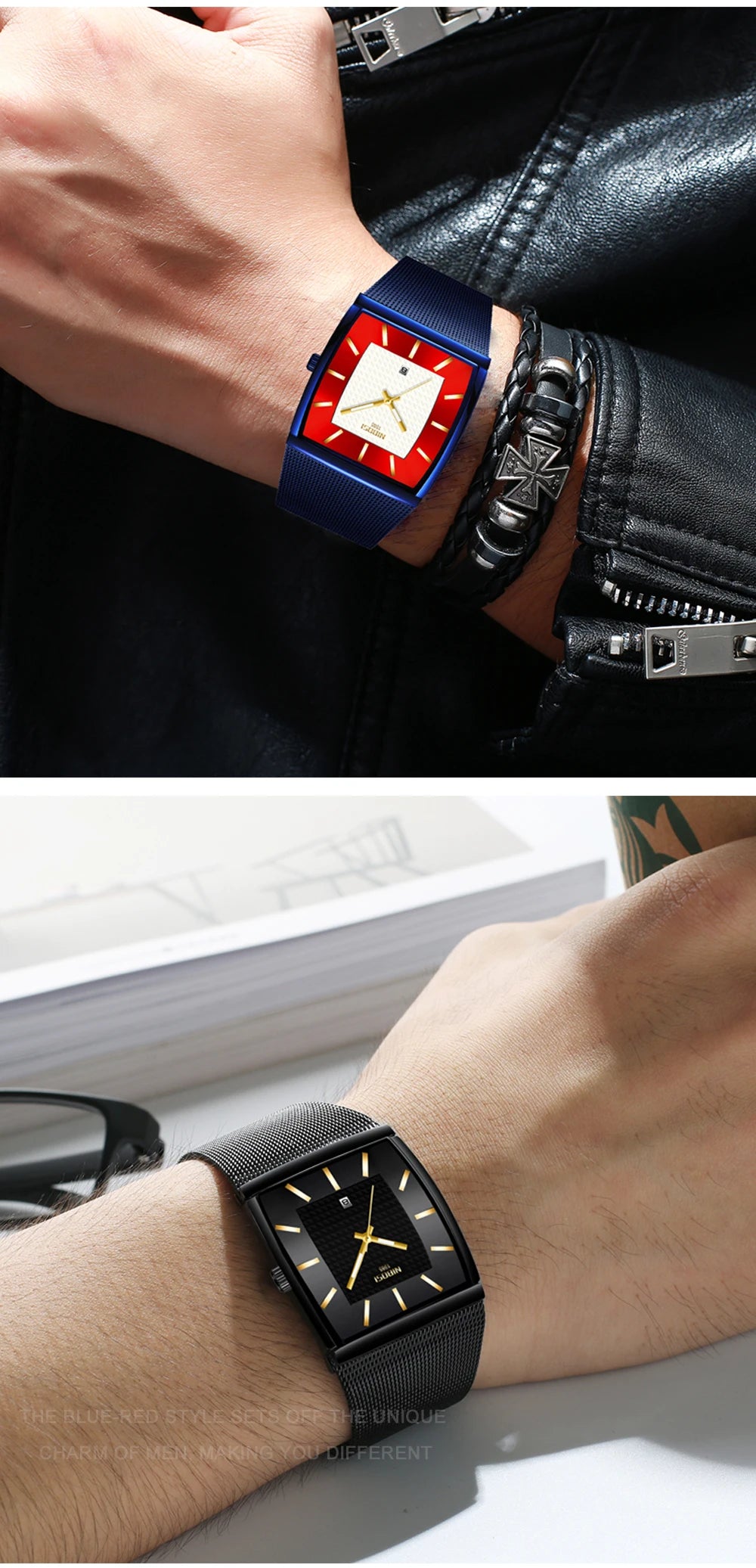 Fashion NIBOSI Watches Men Stainless Steel Band Quartz Sport Watch Ultra Auto Date Waterproof Casual Watch Relogio Masculino