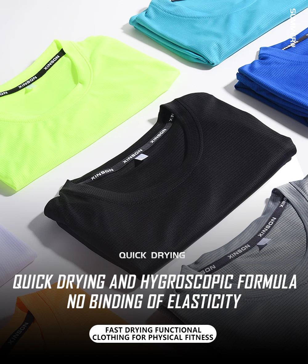 Sport Shirt  2024 Summer New 100% Polyester White Solid T Shirt Men Causal O-neck Basic T-shirt Male High Quality Running Tops