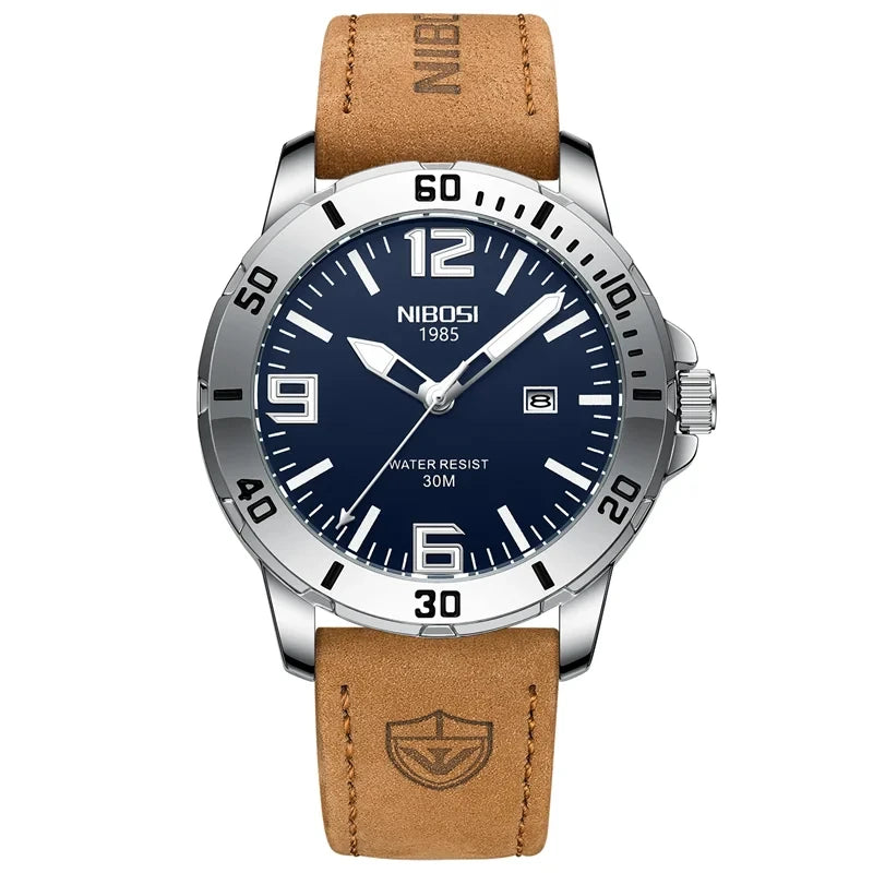 Fashion NIBOSI Watches Men Stainless Steel Band Quartz Sport Watch Ultra Auto Date Waterproof Casual Watch Relogio Masculino