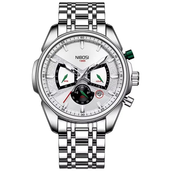 Fashion NIBOSI Watches Men Stainless Steel Band Quartz Sport Watch Ultra Auto Date Waterproof Casual Watch Relogio Masculino