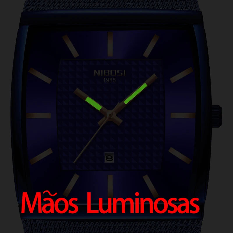 Fashion NIBOSI Watches Men Stainless Steel Band Quartz Sport Watch Ultra Auto Date Waterproof Casual Watch Relogio Masculino