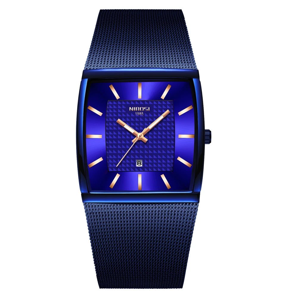 Fashion NIBOSI Watches Men Stainless Steel Band Quartz Sport Watch Ultra Auto Date Waterproof Casual Watch Relogio Masculino