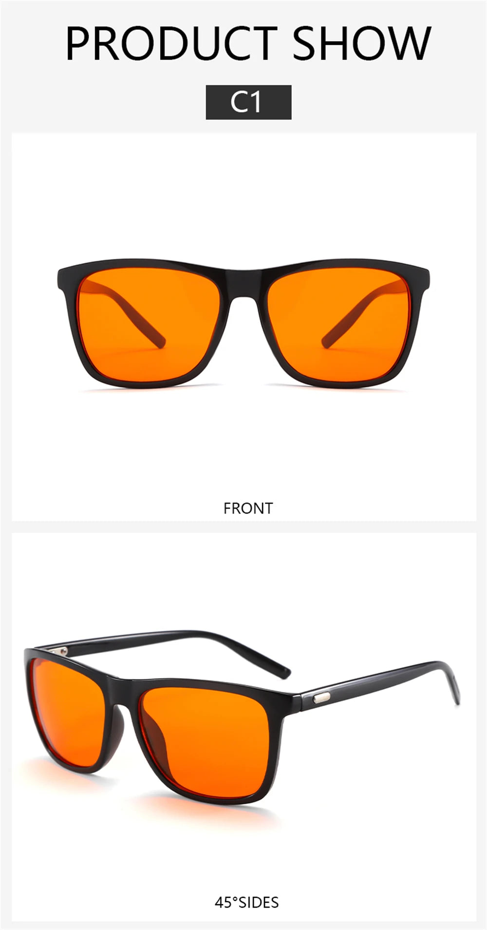 Classic Orange Lens Blue Light Blocking Glasses Men Square Computer Night Vision Women Eyeglasses Cut Filter Screen